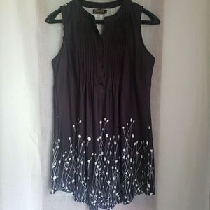 Reborn Women's Size M Black White Shirt Dress Extra Long Tank Boho Southwestern